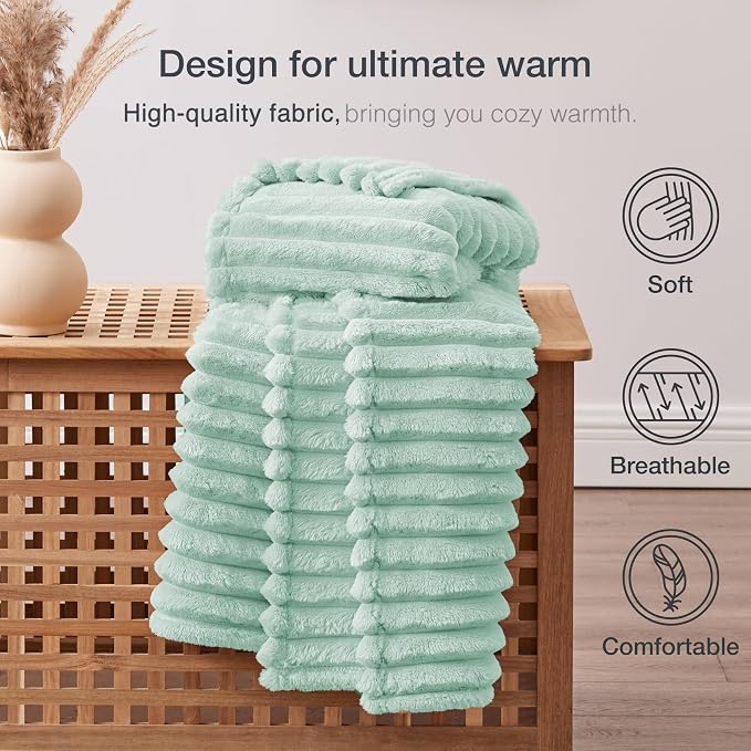 EXQ Home Gentle Soft Fleece Throw Blanket – Cozy Lightweight Blanket for Couch Bed – All-Season Warm Fuzzy Flannel Blanket for Women Mom Her – Gifts for Mother's Day Birthday(60"x80",Aqua)