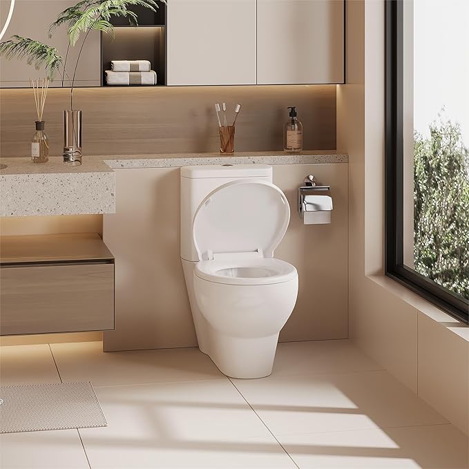 Elongated Toilet Seat Cover – PP Quick Release Flat Lid Toilet Seat, White Soft Close Design for Easy Cleaning & Comfortable Use