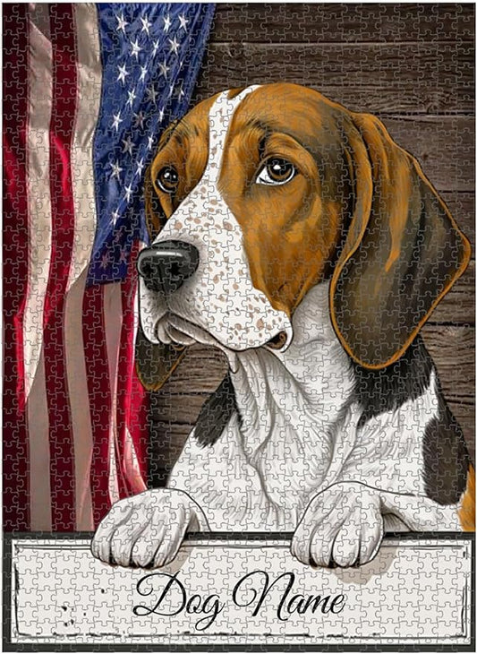 Custom Wooden Jigsaw Puzzles with Your Dog's Name on Southern Hound Art Print - 300 500 1000PCS Puzzles Game and Home Wall Decor