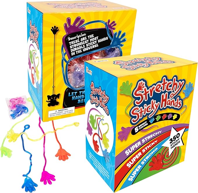 350 Pcs Bulk Sticky Hands for Kids - Mini Slappy Slap Little Small Hands Sticky Toy - Boys & Girls Goodie Bags Stuffers Party Favors for Birthday, Halloween, Treasure Box, Carnival Prizes Rewards