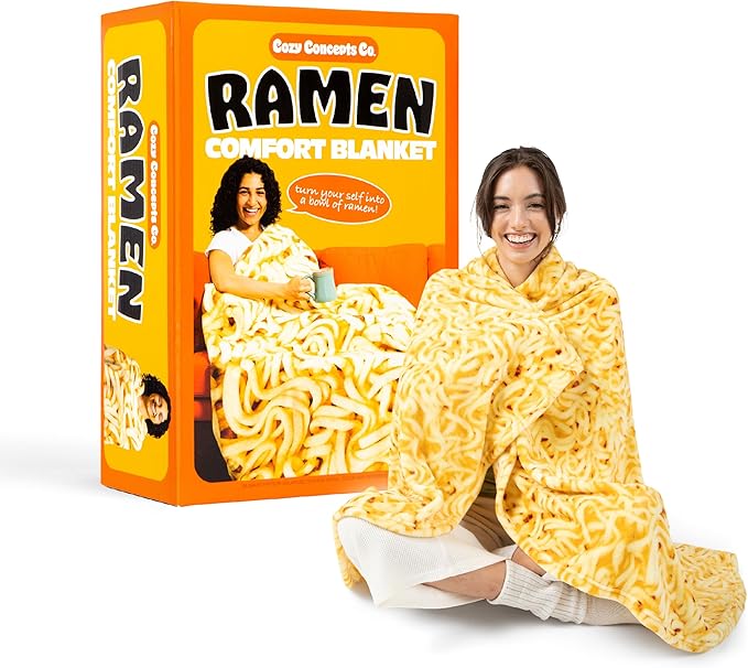 Cozy Concepts Co. Ramen Comfort Blanket by Relatable, Super Soft Plush Throw for Teens and Kids, A Cozy Dorm Room Essential, Fun Back to School Stuff & Perfect Comfort Gift for Students