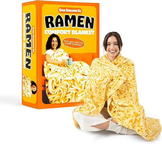 Cozy Concepts Co. Ramen Comfort Blanket by Relatable, Super Soft Plush Throw for Teens and Kids, A Cozy Dorm Room Essential, Fun Back to School Stuff & Perfect Comfort Gift for Students