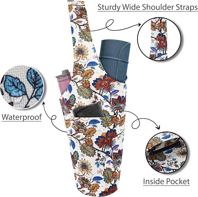 Yoga Mat Bag Yoga Tote Bag with Large Pocket and Zipper Pocket Yoga Mat Bag Carrier Fit Most Size Mats and All You Stuff