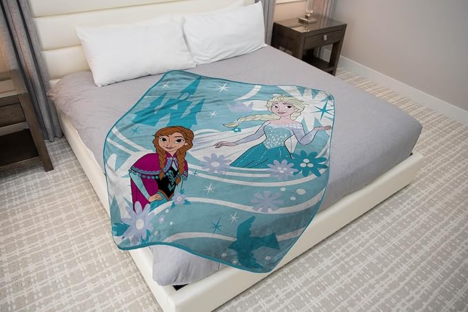 Jay Franco Kids Plush Throw Blanket – Soft & Cozy Fleece Throw for Bedroom & Couch Décor, Official Licensed Product, Blue - Frozen, 46x60 - Throw Blanket