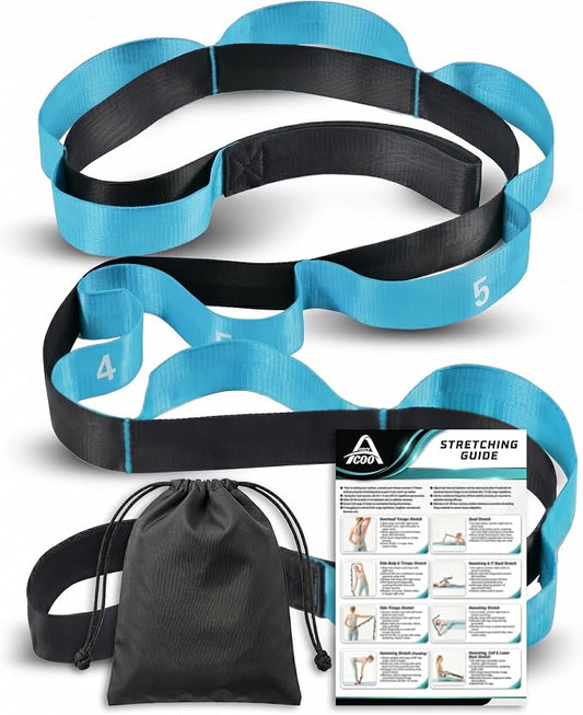 Acozycoo Stretching Strap with Loops for Physical Therapy,Yoga Strap for Stretching,Home Workout,Pilate & Flexibility Training,Non-Elastic Exercise Stretch Band for Hamstring,Leg Stretcher Belt,Flexibility Fascia