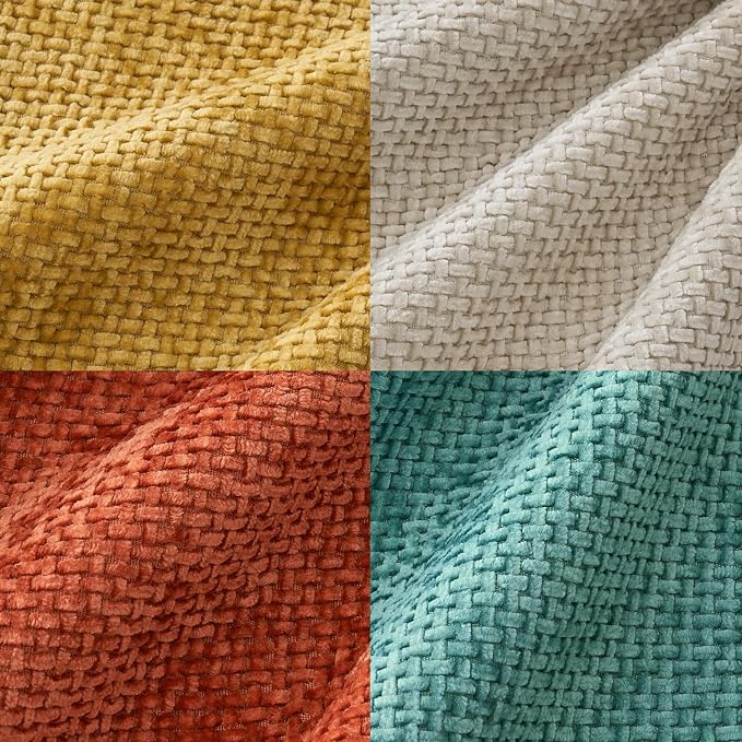 MIULEE Decorative Chenille Fall Pillow Covers Orange Teal 20x20 Pack of 4 | Rustic Home Decor, Retro Vintage Set, Couch Throw Pillows, Farmhouse Boho Cushion Covers for Sofa Bed Living Room