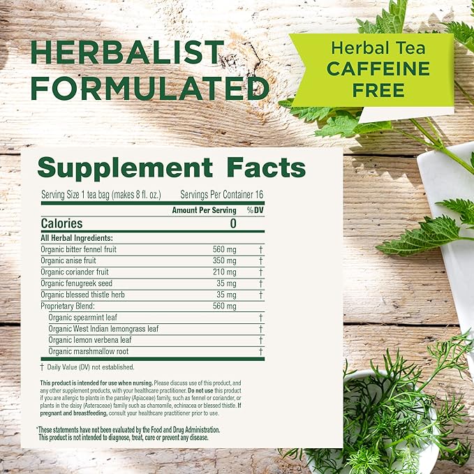 Traditional Medicinals Organic, Mother's Milk Tea - Supports Breastfeeding & Lactation with Fennel and Fenugreek - Kosher, Non-GMO, Caffeine-Free, Compostable - 48 Tea Bags