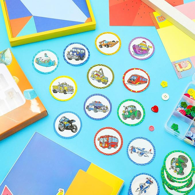 Eersida 120 Pcs Toilet Targets for Potty Training Boy Pee Tinkle Target Travel Potties Flushable Car Animal Potty Training Sticker You Pee on Toilet Aiming Target for Toddler Boy(Transportation Style)