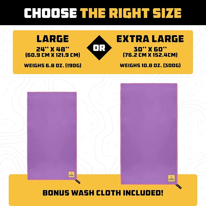 Wise Owl Outfitters Microfiber Camping Towel - Quick Dry Towel for Travel, Backpacking, Hiking, Beach, Gym & Yoga - Compact, Fast Drying & Lightweight