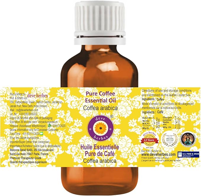 Deve Herbes Pure Coffee Essential Oil (Coffea Arabica) Steam Distilled 50ml (1.69 oz)