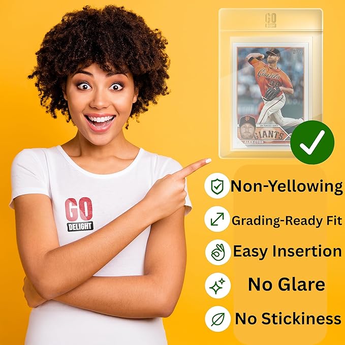 Semi Rigid Card Holders for PSA, SGC, BGS, CSG Grading – 400 Bundle - Baseball Card Sleeves - 200 Card Holders for Trading Cards + 200 Soft Sleeves – 3-5/16” x 4-7/8” with 1/2” Lip