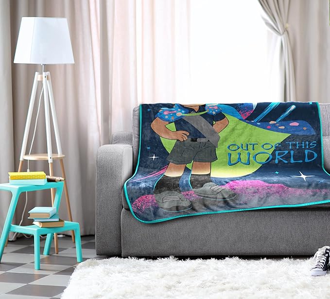 Jay Franco Plush Throw Blanket – 46" x 60" Inch Cartoon Kids Soft & Cozy Fleece Throw for Bedroom & Couch Décor, Official Licensed Product, Blue - Elio