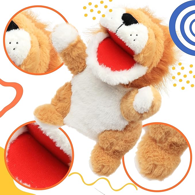Cuteoy Plush Lion Hand Puppet Stuffed Animal Toy Open Movable Mouth Creative Role Play Storytelling Plushies Gifts for Kids Toddlers Birthday Christmas