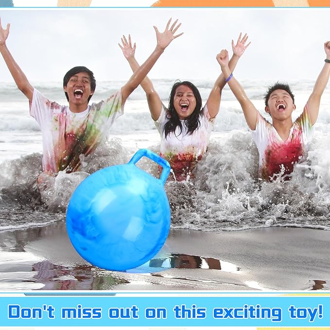 Kids Bouncy Hopper Ball with Handle Jumping Hopping Exercise Balls for Toddlers Boys Girls Indoor Outdoors Sports School Games Exercise Gifts(22 Inch,Marbled Blue)
