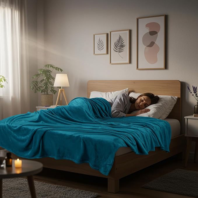 Utopia Bedding Soft Fleece Bed Blanket King Size Turquoise (90x102 Inch) | Microfiber Plush Warm Lightweight Breathable Cozy Blanket Anti-Static, All Season Use, Gift for Women and Men