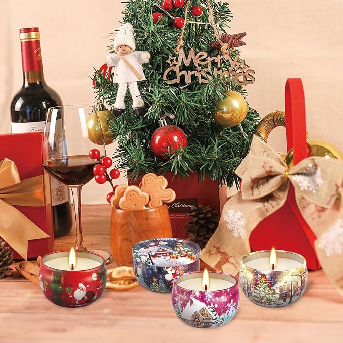 YOROXRG 16 Pack Christmas Scented Candles Gift Set 2.5oz Strong Fragrance jar Candles Natural Soy Wax Candles Portable Travel Tin Jar Candles Gifts for Home Scented Decoration Birthday Valentine'sDay