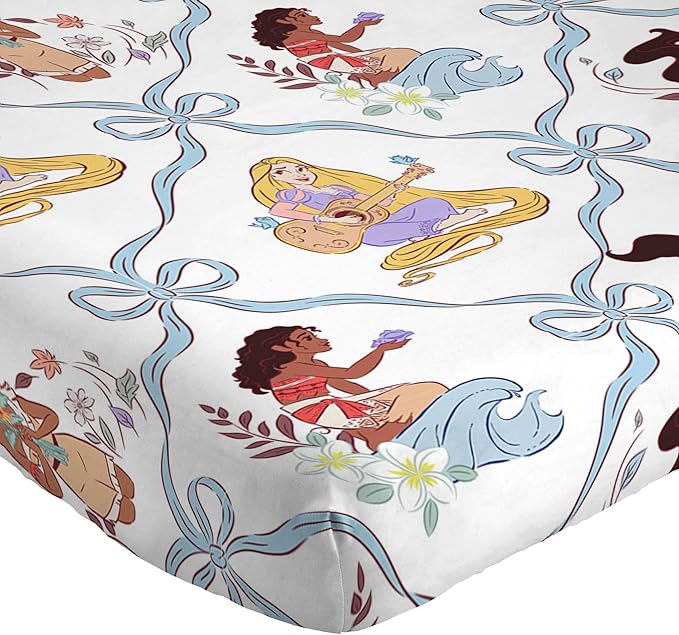 Jay Franco Kids Sheet Set with Fitted, Flat Sheets & Pillow Cover - Ultra-Soft Bedding with Pillowcase for Room Decor, White – Disney Princess, 4 Piece Queen