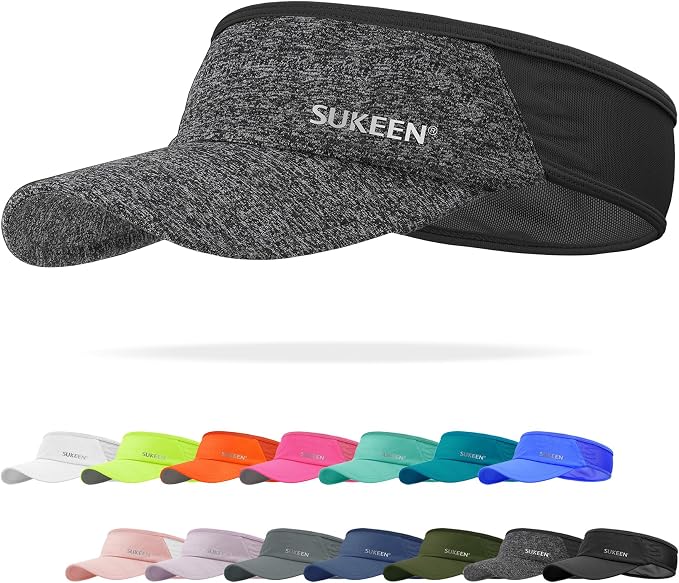 Sukeen Lightweight Sports Sun Visor Hat for Men Women | Packable, breathable, quick-dry, UPF50+ cooling visor hat, stretch fit, for running, tennis, golf, pickleball, softball