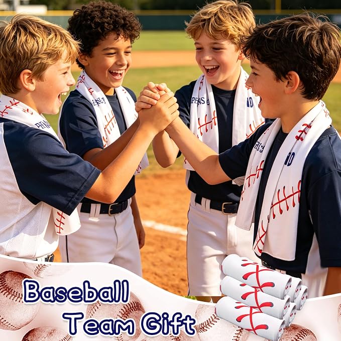 12Pcs 40" X12” Baseball Cooling Towels, Team Gift Sports Towel Reusable Breathable Chill Fast Drying Towel Neck Sweat Towel Sweat for Outdoor Camping Gym Party Favors