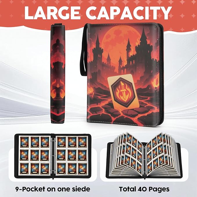 9 Pocket Card Binder for MTG/YGO/PTCG/Game Cards, Holds 720 Cards,Premium Card Collector Book for TCG Players,Toys Gifts for Kids-Red