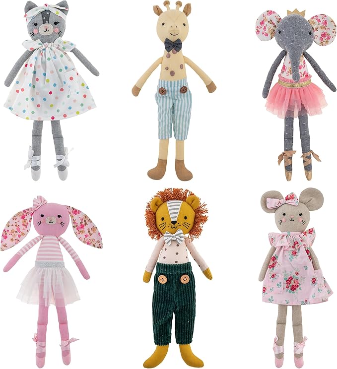 Stephen Joseph, Tiny Dancers Stuffed Doll for Child or Toddler, Toy Room or Kids Bedroom Decor, Fancy Friends Stuffed Animals for Girls & Boys, Liam Lion