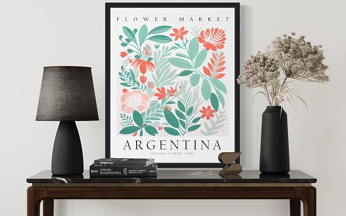 Argentina, Ceibo Art Print Poster, Flower Market Wall Art, Floral Artwork Decor for Bedroom, Kitchen, Bathroom, Livingroom Decoration 52 (Argentina, Ceibo, 10"L x 8"W, Unframed)