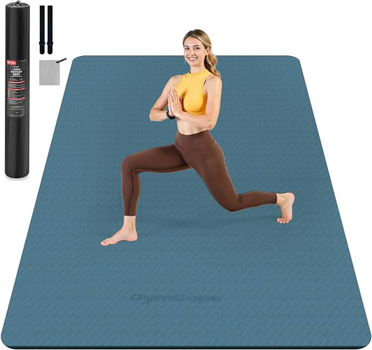 Extra Large Yoga Mat – 72"x48" or 78"x57", 1/4"–1/2" Thick Mat for Women & Men, TPE Non-Slip Pilates Mat for Home Gym, Yoga, Stretching, Meditation