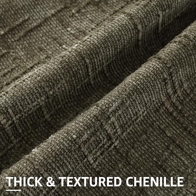 decorUhome Textured Chenille Throw Pillow Covers 18x18 Set of 2 Army Green | Fall Modern Farmhouse Soft Cozy Slubby Couch Pillow Cases Boho Decorative Pillow Cases for Bed Sofa Living Room Home Decor