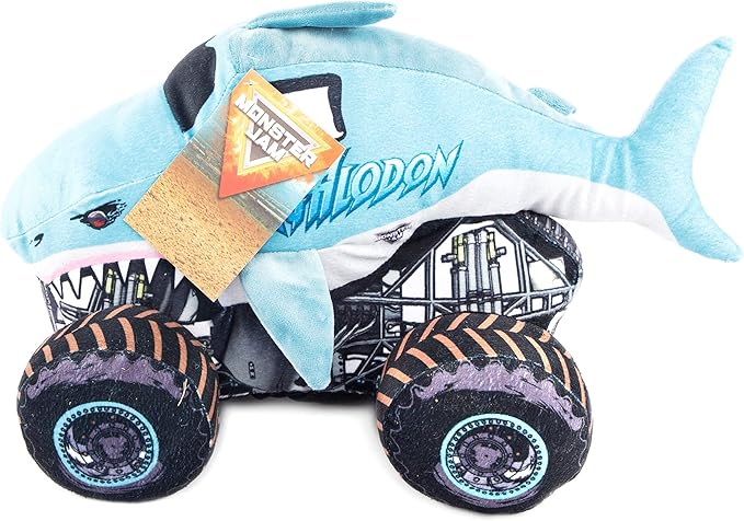 Jay Franco Monster Jam Plush Stuffed Megalodon Pillow Buddy - Super Soft Polyester Microfiber, 16 inches