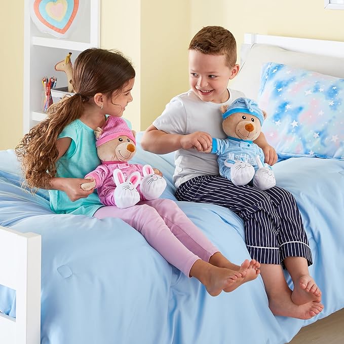 Let's Make Memories Personalized Pajama Bear - Stuffed Animal - Teddy Bear - Newborn - Baby - Kids - Pink
