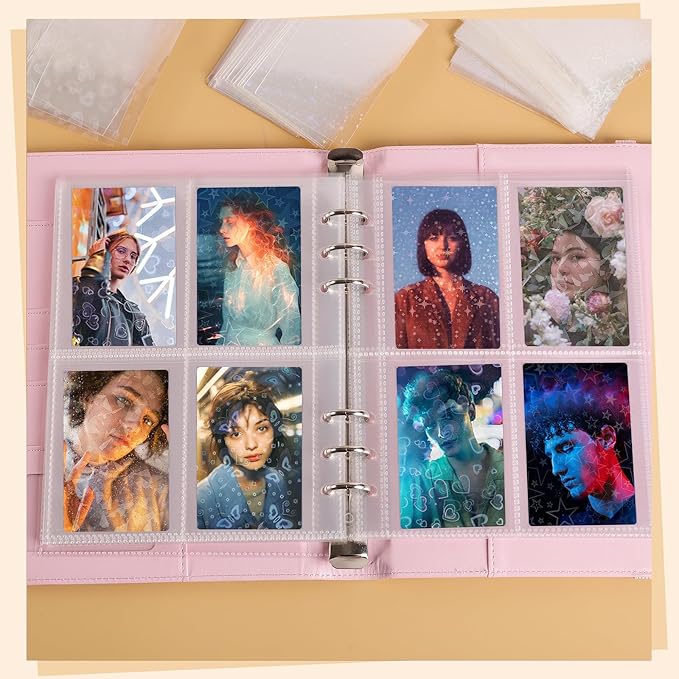400 Pcs Kpop Photocard Sleeves 58×89mm Laser Flashing Photo Card Sleeves PVC Free & Acid Free Photocards Holder for Kpop Albums Photo Cards