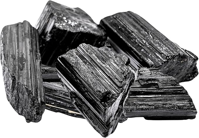 Amazing Gemstone Black Tourmaline Crystal - 1 Piece of 500-750 Grams - Very High Grade Black Tourmaline Crystals Rough Raw for Protection, Good Vibes Turmalina Negra Piedra Originales
