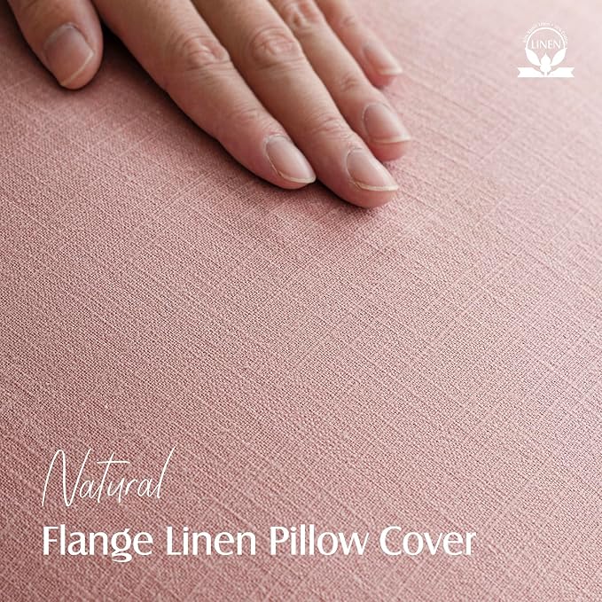 Foindtower Pack of 2, Decorative Linen Solid Throw Pillow Covers Soft Accent Euro Cushion Case Boho Farmhouse Pillowcase for Chair Couch Sofa Bedroom Living Room Home Decor 20 x 20 Inch Rose Pink