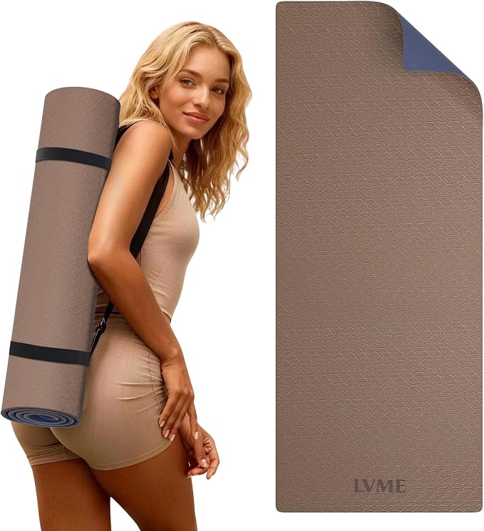 Thick Yoga Mat 72"x24" – 1/4" or 2/5" Option | Non-slip & anti-tear TPE, lightweight with carrying strap, beginner-friendly for women & men, yoga/pilates/floor workout