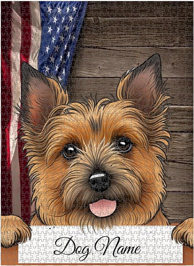 Custom Wooden Jigsaw Puzzles with Your Dog's Name on Australian Terrier Art Print - 300 500 1000PCS Puzzles Game and Home Wall Decor
