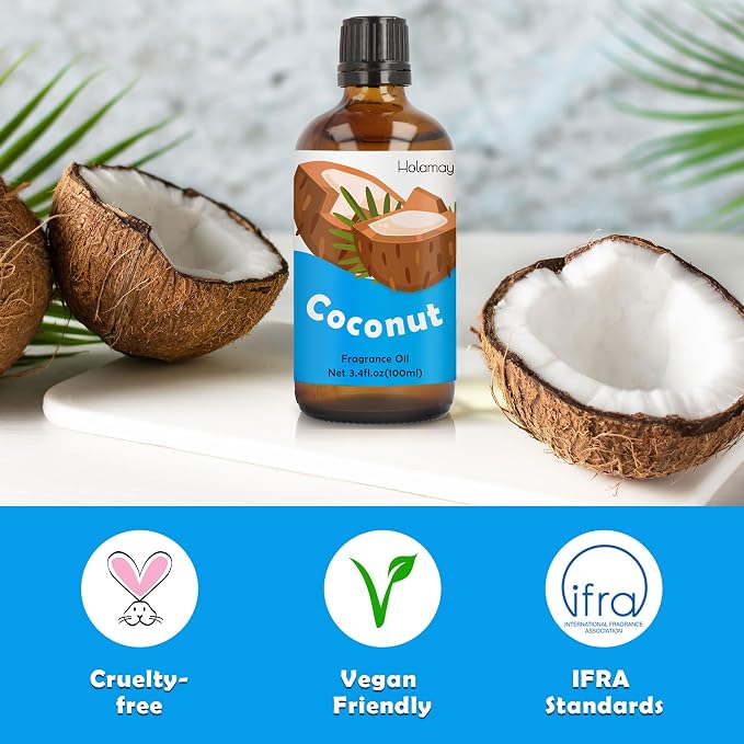 Coconut Fragrance Oil, Holamay Large Volume Fruit Essential Oil 3.4 fl.oz/100 ml, Premium Fragrance Oil for Candle Soap Making, Diffuser Oils Scent for Home