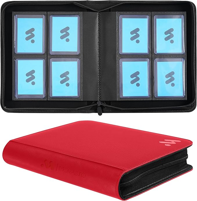 Top Loader Binder, Holds 128 Top Loaders,4 Pocket Top Loader Binders for 3" x 4" Rigid Cards,Card Album Folder for Hard Plastic Top Loaders