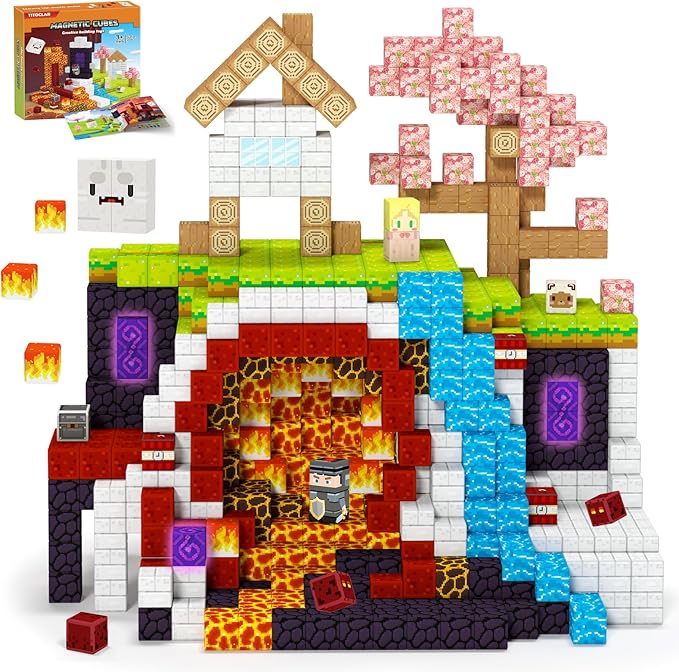 100PCS Magnetic Blocks- Magnetic Building Cubes, Magnet Toys for 3 4 5 6 7 8 Year Old,Children Sensroy Toys & Games, Christmas Birthday Gifts for Boys & Girls Ages 3+