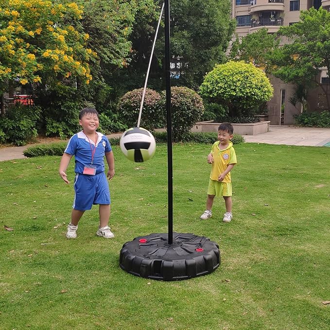 Tetherball Ball and Rope, Replacement Tether Ball with Carabiner, Ball Pump with Needle for Kids and Adults Backyard Game