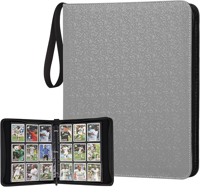 GERMUN 9 Pocket Card Binder, Premium Zip Trading Card Binder, 720 Double Sided Pocket PU Card Collection Binder, Collector Card Album, Card Folder for MTG, TCG, Sports Cards, Game Cards (Grey2)