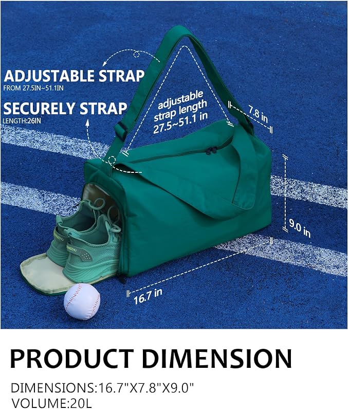 Small Gym Bag for Women with Shoes Compartment, Stylish Duffle Travel Bag for Plane, Lightweight Duffle Bag for Women & Men, Sport Gym Tote Bag with Wet Pocket for Yoga, Pilates, Swimming