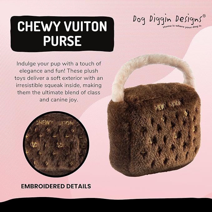 Dog Diggin Designs Runway Pup Collection | Unique Squeaky Parody Plush Dog Toys – Haute Couture Purses & Handbags