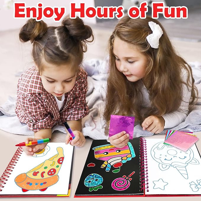 FUNNYB&G Foil Art Crafts for Kids Ages 4-8: Valentines Crafts for Kids 2026,Birthday Gift for Girls,Art and Crafts Supplies,Party Favors,Creative Toys for Girls Boys 4 5 6 7 8 9 Years Old(Food)