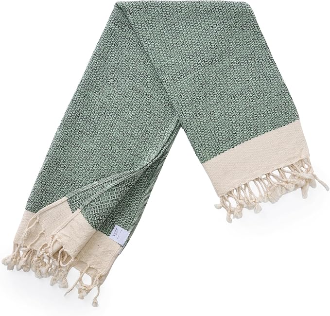 BAY LAUREL Turkish Hand Towel – Pack of 2 | Soft & Absorbent Decorative Towels for Bathroom, Hand, Face, Hair, Gym, Yoga, SPA, Kitchen & Tea | Boho Decor (Army Green, Diamond 15x26 Inches (Set of 2)