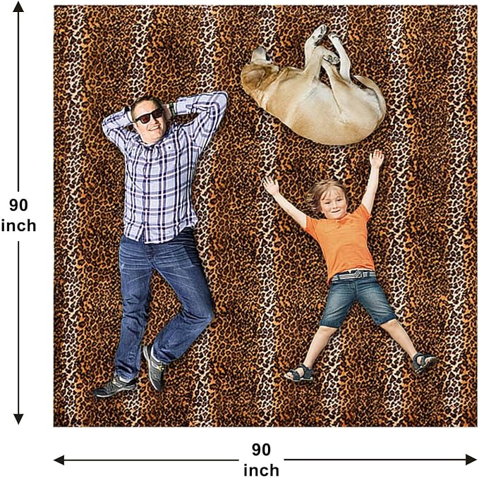 Bnuitland Leopard Print Flannel Blanket, Large Size 90x90 Inches for Bed Couch Travel, 300 GSM Double Sided Cheetah Print Super Soft Fuzzy Fluffy Fleece Blanket for Adults