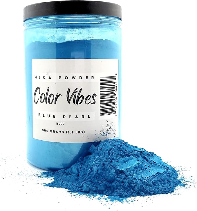 Pearl Mica Powder Pigment Dye - 500 Grams (1.1 lbs) - Best Bulk Price for Fine Arts, Crafting, Painting, Bath Bomb Soap Candle Slime Jewelry Making, Epoxy Resin, Woodworking (Blue BL07)