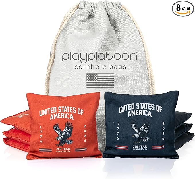 Professional Cornhole Bags - Set of 8 Regulation All Weather Double Sided - Sticky Side/Slick Side Bean Bags for Pro Corn Hole Game
