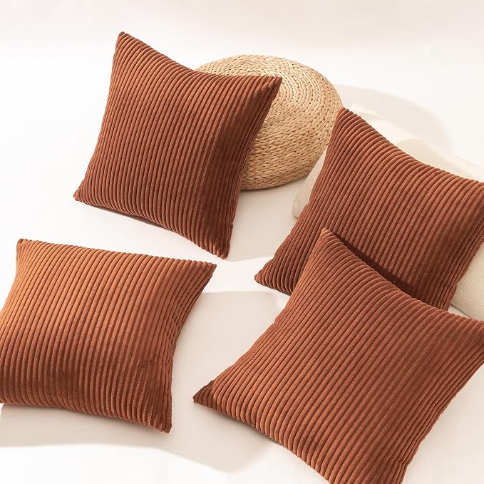 Topfinel Decorative Terracotta Throw Pillow Covers Cushion Cases, Set of 4 Soft Velvet Modern Double-Sided Designs, Rustic Fall Home Decor, Pillow Inserts Not Included 24x24 inch