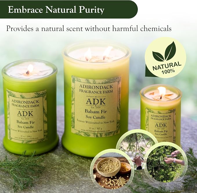 Adirondack Fragrance & Flavor Farm Balsam & Fir Scented Candle 20 Oz | Proudly Poured in The USA, Natural Aromatherapy Wax for Relaxation, Home Décor, Kitchen, Gift and Living Spaces
