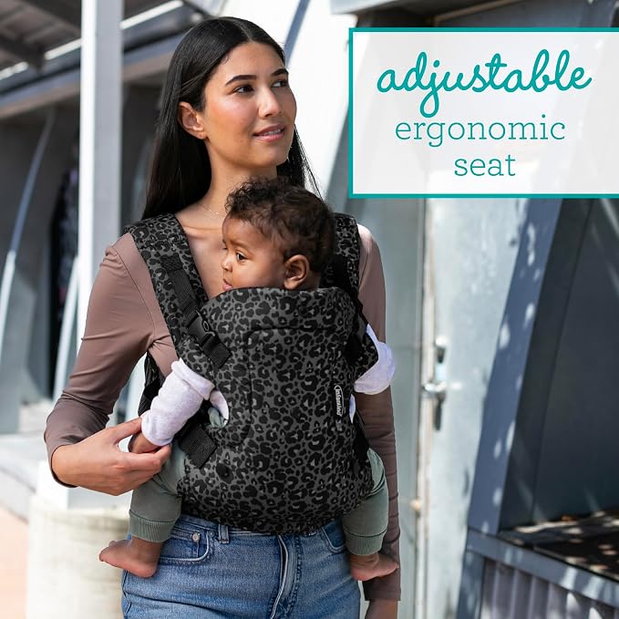 Infantino Flip 4-in-1 Convertible Baby Carrier, Adjustable, Ergonomic Hands Free Babywearing, Registry Essential, Carrier for Newborn to Toddler, Black & Gray Leopard